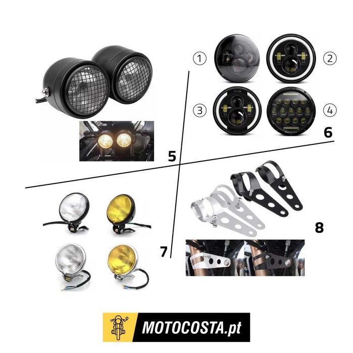 Faróis Frontais - 5.75" e 7" com Piscas e Halo - MOTOCOSTA