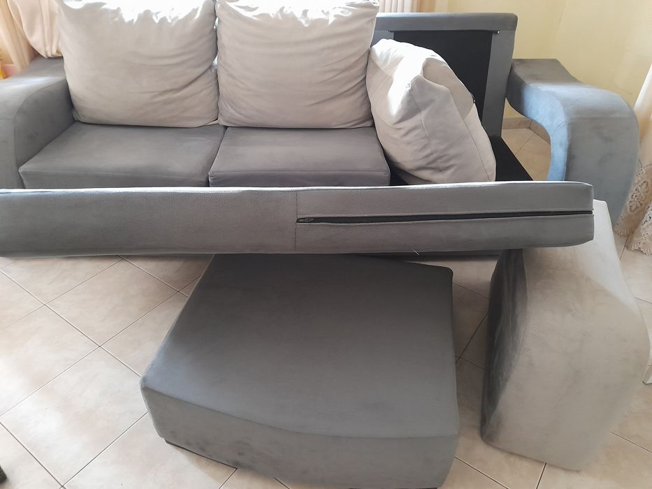 Sofá Chaise Longue Cinza Moderno | Totalmente Lavável e Desmontável