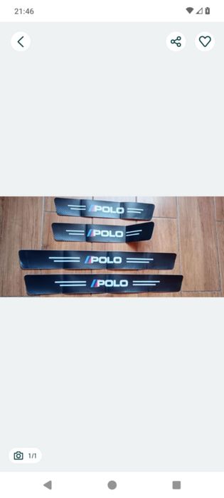 Nowe naklejki z włókna węglowego na progi VW POLO komplet 4 sztuk