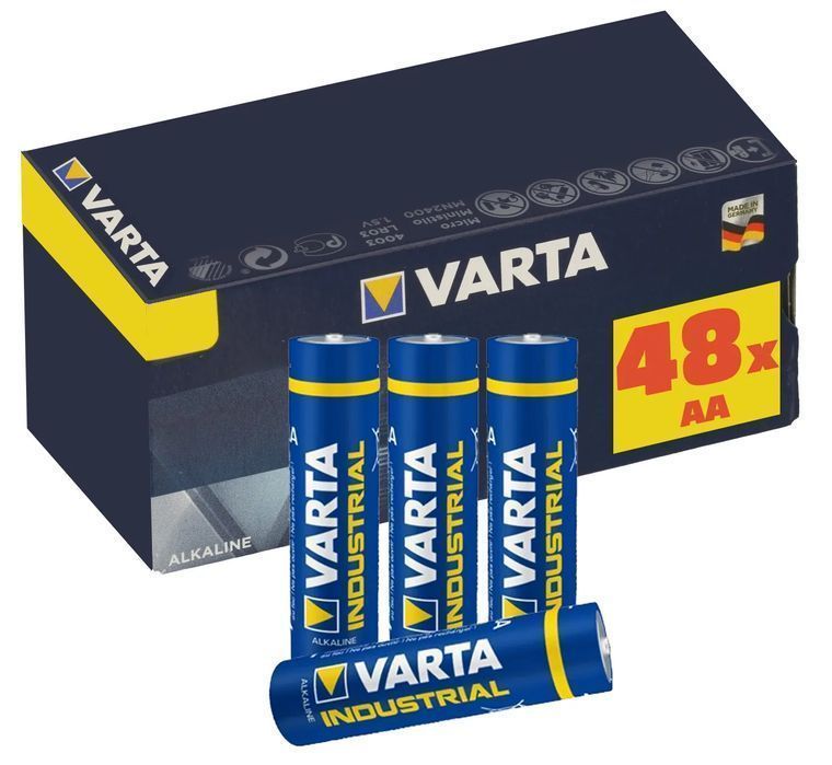 Zestaw 48x baterie alkaliczne AA VARTA R6 Industrial duże paluszki
