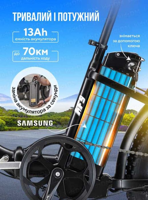 ТОП Електровелосипед KETELES електрофетбайк складний KF9 750W 13Ah 20"