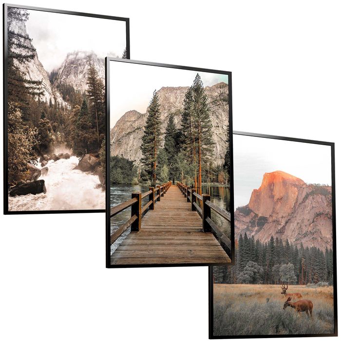 30x40 obrazy w ramie plakaty ramka MOST GÓRY JELEŃ LAS JEZIORO BOHO