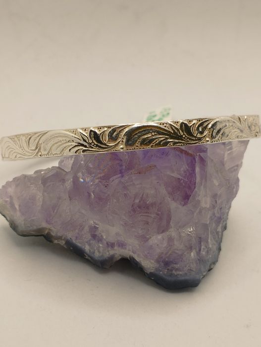 Srebrna sztywna bransoletka, próba 830, średnica 6,5 cm