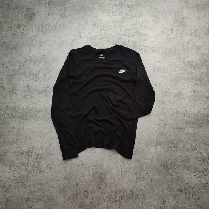 MĘSKA Koszulka z Długim Rękawem Bluzka Nike Haft Logo czarna Sportowa