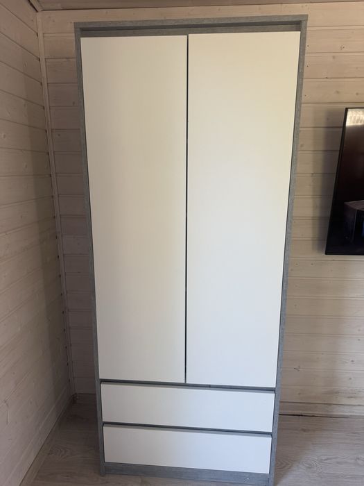 Szafa pólki szuflady biała szara 80x193