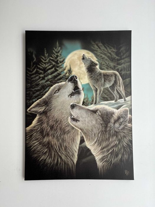 Tela Anne Stokes - Três Lobos Lua Cheia | Nova!