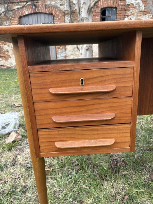 Dwustronne biurko tekowe duńskie mid century, vintage design