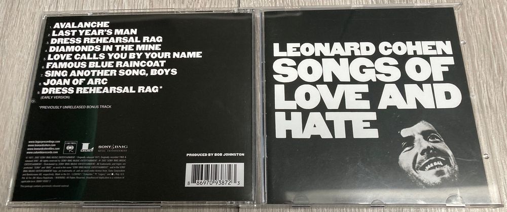 Leonard Cohen Songs Of Love And Hate CD 2007