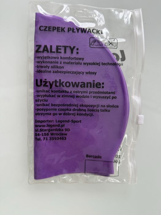 Czepek silikonowy nowy fioletowy