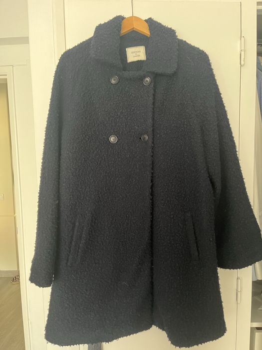 Sobretudo em Pelo Encaracolado Lanidor Azul escuro