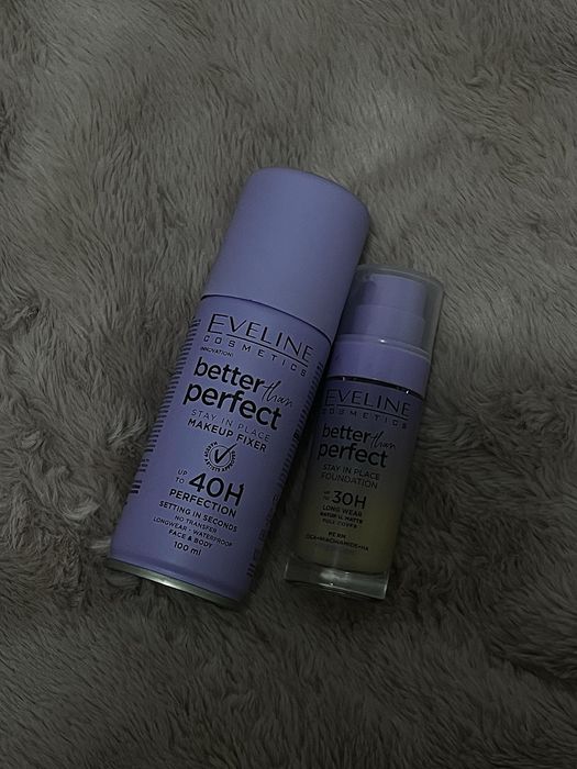 eveline cosmetics podkład matujący fixing spray fixer zestaw