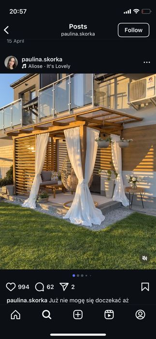 Pergole zadaszenia tarasów wiaty zabudowa  tarasu