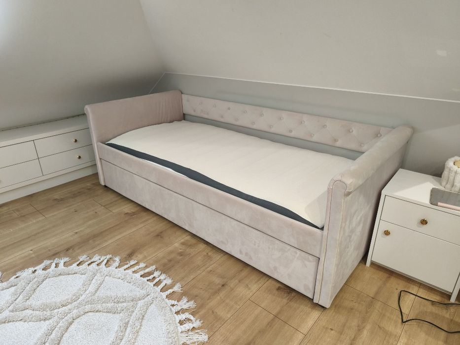 Łóżko wysuwane 90x200 pastelowy róż