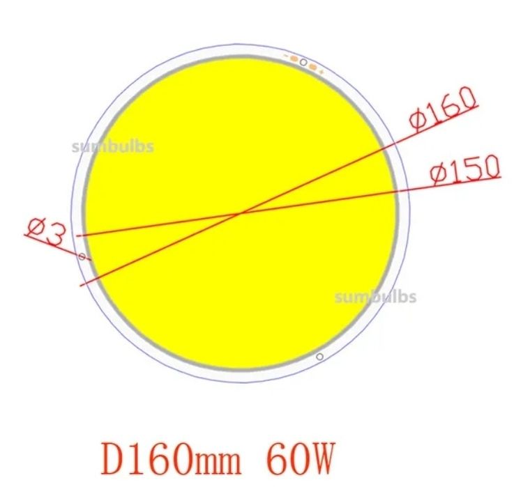 Led em placa - 60w/ 12v - Branco Quente