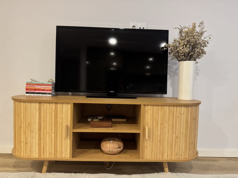 Aparador Nordkapp com 2 portas MDF bambu 140x40x56cm - Natural