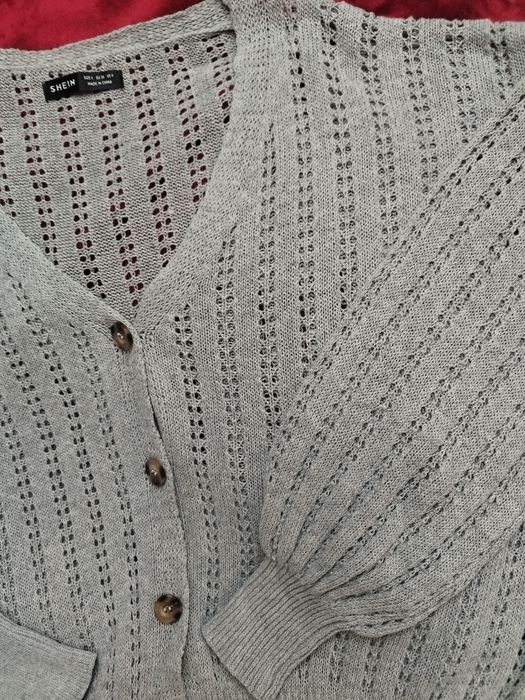 sweter ażurowy szary oversize