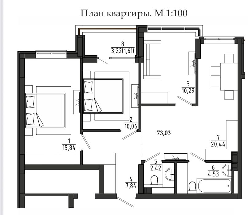 3-комнатная квартира по адресу ул. Макаренко (площадь 73,0 м²) - Atlanta.ua - фото 2
