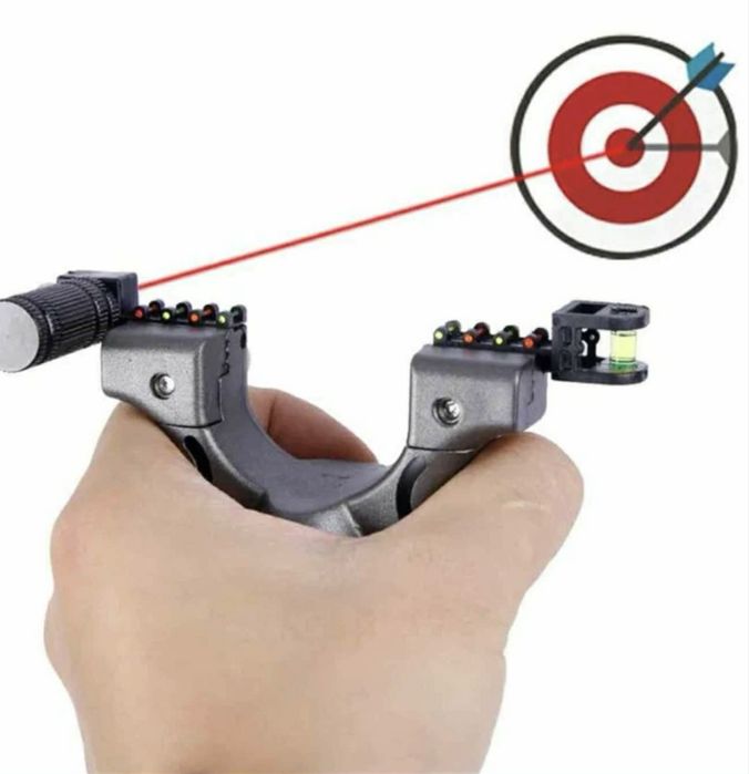 Рогатка спортивная охотничья с лазерным прицелом с резинкой и шариками