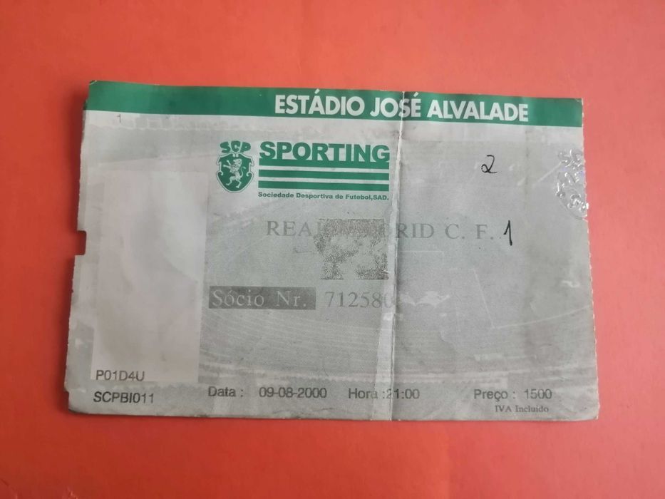 Bilhete Jogo Apresentação - Sporting CP - Real Madrid - Época 2000/01