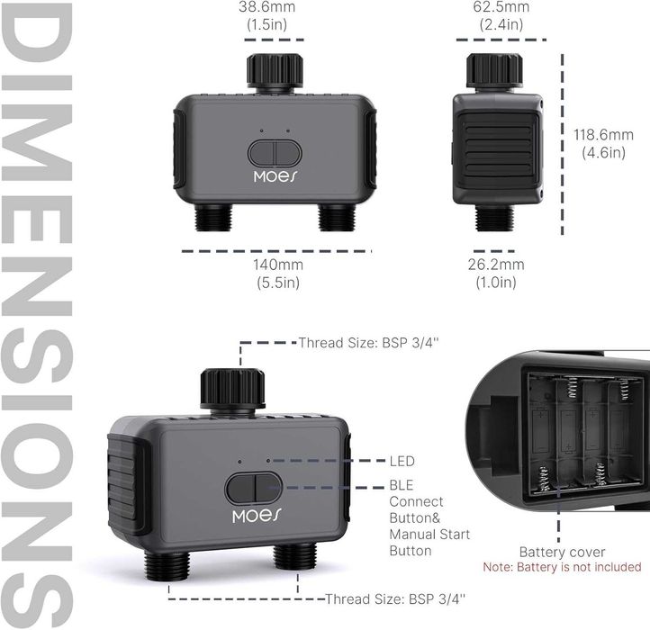 MOES Inteligentny system nawadniania TUYA 3/4" Bluetooth timer zawór