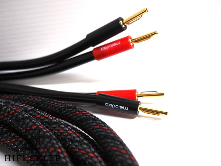 Melodika 4mm2 Kabel głośnikowy 2x2m -kolor Race -konfekcja hifisklep