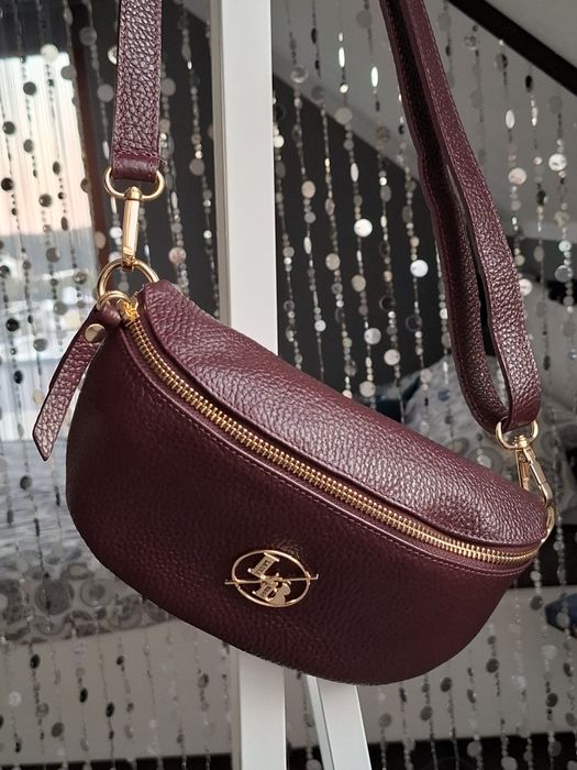 Włoska torebka nerka skórzana laura biaggi bordo