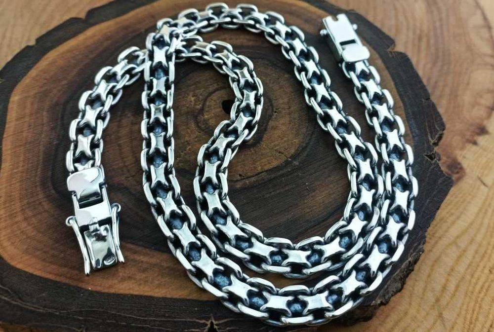 Серебряная цепочка Фараон, Двойная Якорная. Срібний ланцюг Якір подвій