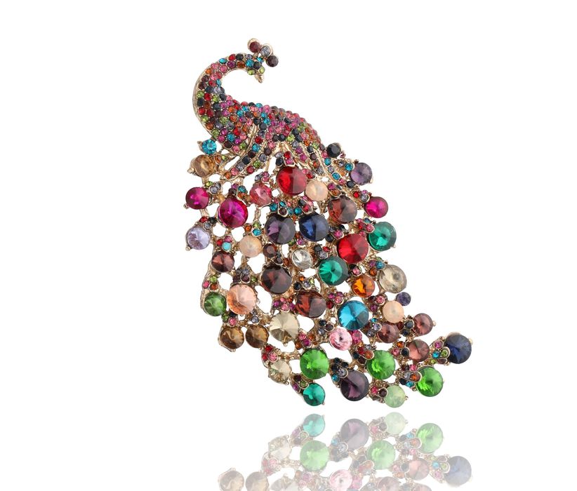 Broszka ozdobna kolorowy Paw