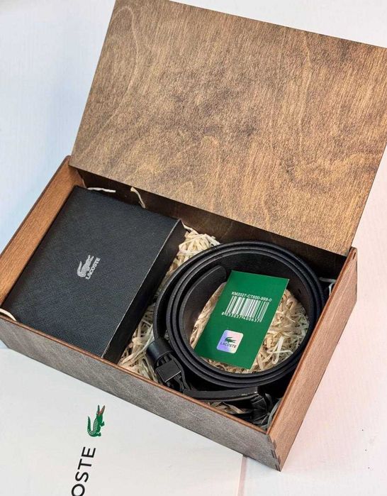 Ремінь + Гаманець Lacoste Натуральна шкіра