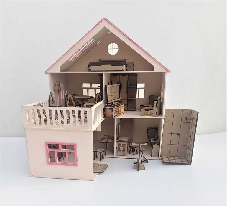 Ляльковий будинок Бежевий Дом с мебелью для лол, домик для кукол