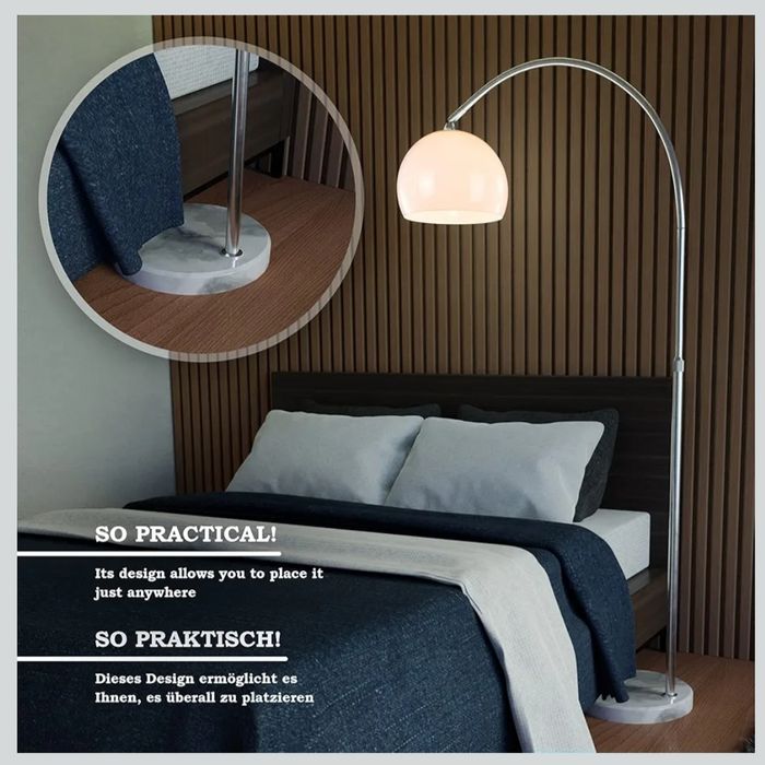 łukowa lampa podłogowa Brilliant Vessa,okazja