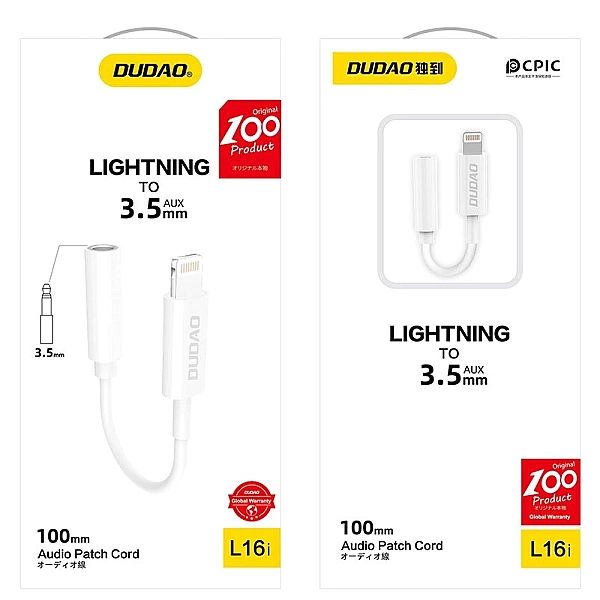 Dudao adapter audio przejściówka do słuchawek z Lightning na mini jack