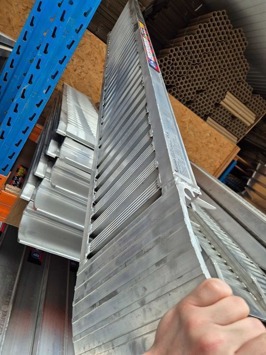 Najazdy Samochodowe Aluminiowe do Lawety, Transportu Samochodów, Koparek, Włoskie Aluminium i Certyfikat CE, Wysyłka Cała Polska, FV i GWARANCJA