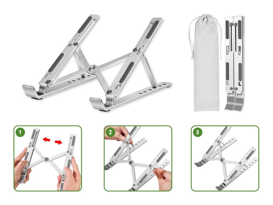 Suporte e base de Alumínio para Portáteis, Notebook, Tablets e Kindle