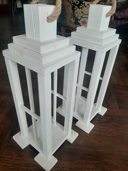 Lampiony drewniane białe