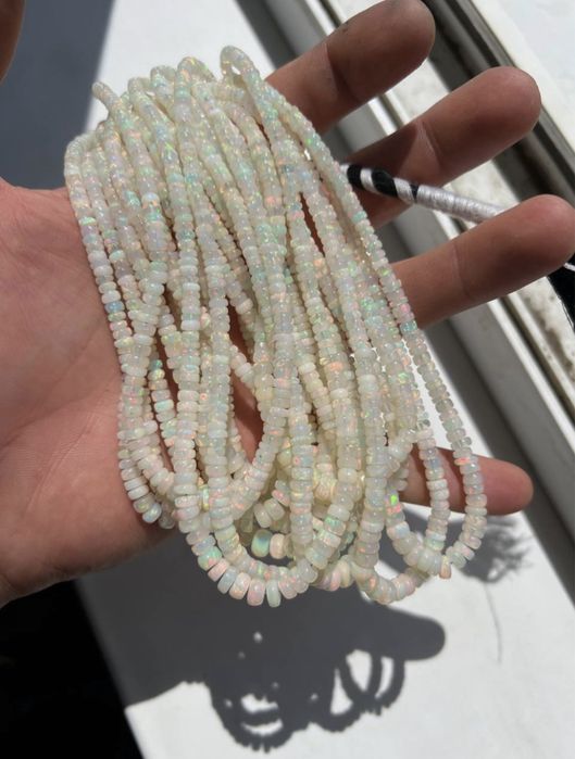 Нить опала опал эфиопский бусы браслет белый опал браслет