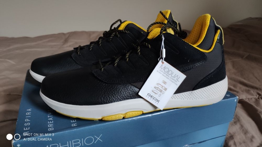 Geox Modual ABX wodoodporne czarne skórzane sneakersy rozm 43 jak 44