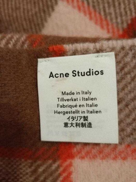 Вовняний шарф-палантін Acne Studios у клітинку (brown/pink/orange)