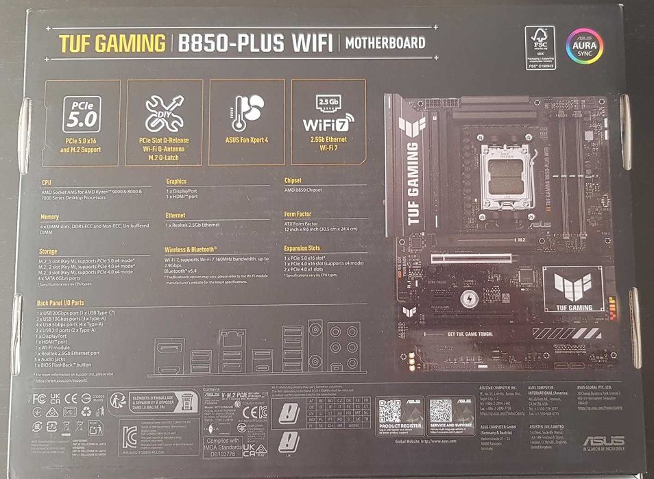 Motherboard ASUS TUF B850-PLUS WIFI (Nova selada) – AM5 / DDR5 / WiFi 7