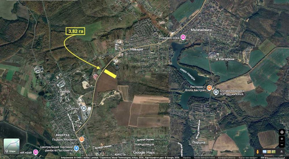 Продаж ділянки, с. Наваряі, 3,82 га. КОМЕРЦІЯ.