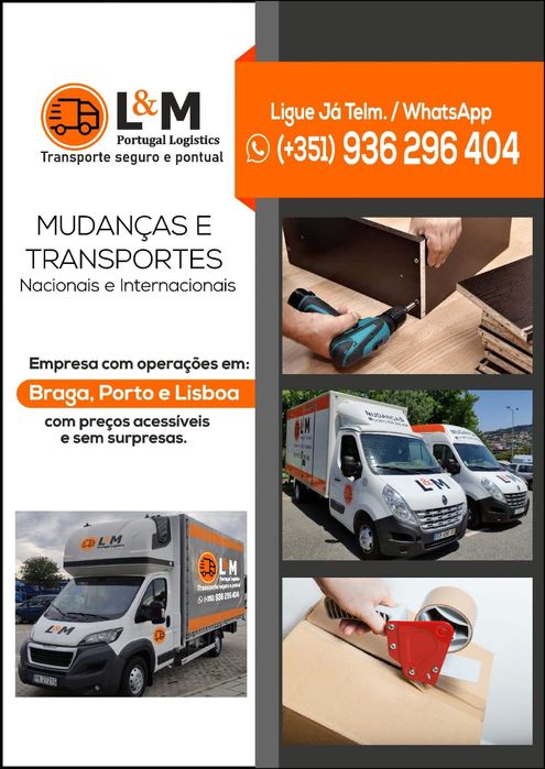 Mudanças e transportes em Portugal e Europa. Orçamento imediato!!