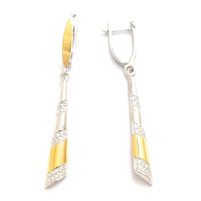 Kolczyki Srebrne Ze Złotem I Cyrkoniami 0414.30