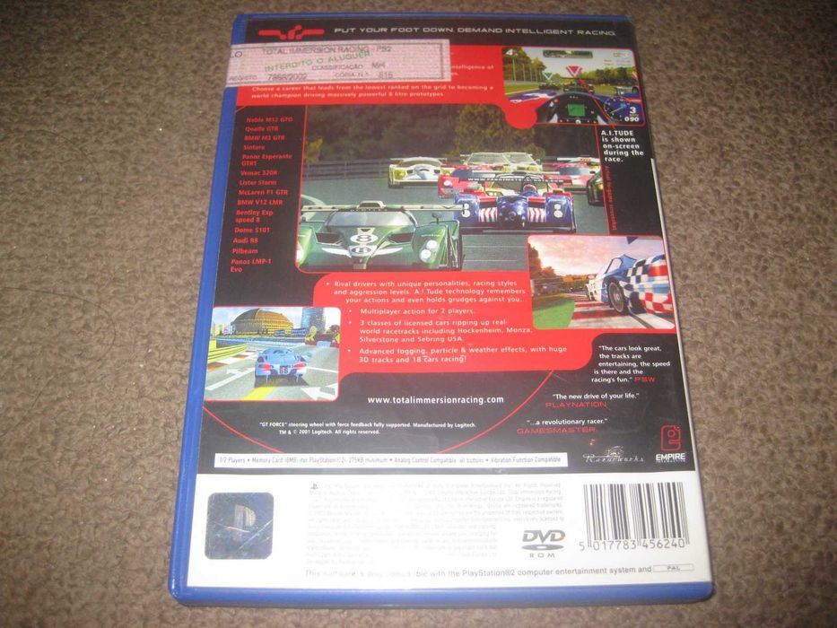 Jogo "Total Immersion Racing" para Playstation 2/Completo!
