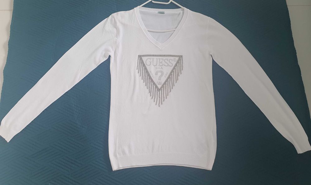 Sweter GUESS rozmiar M biały czarny nowy