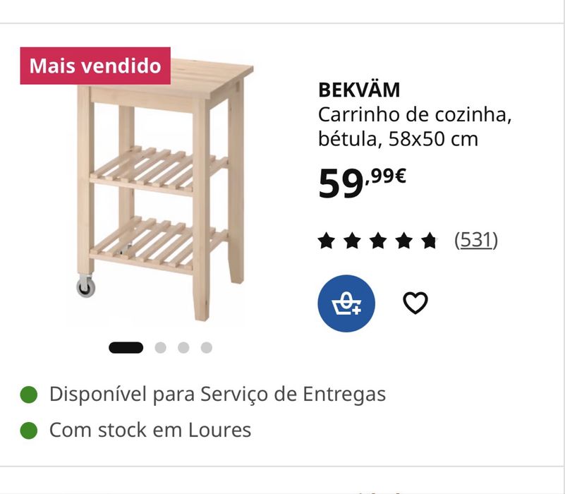 Carrinho apoio cozinha Bekväm