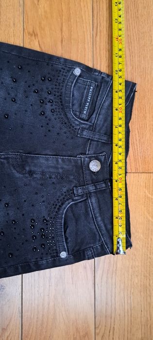 spodnie, jeansy rurki skiny, czarne, Philipp Plein, 134 czarne, per