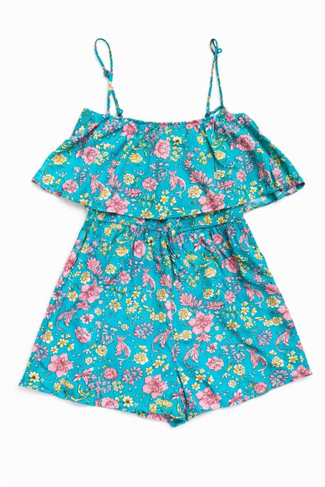 Kombinezon letni kolorowy w kwiaty turkus rozmiar M