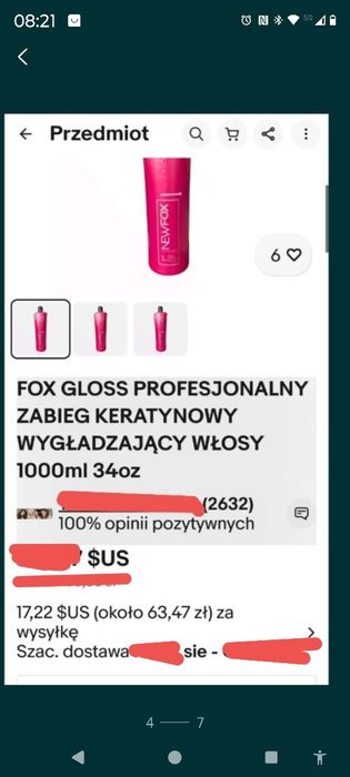 Keratyna Mocna brazylijska Oryginalna Fox gloss 100 ml