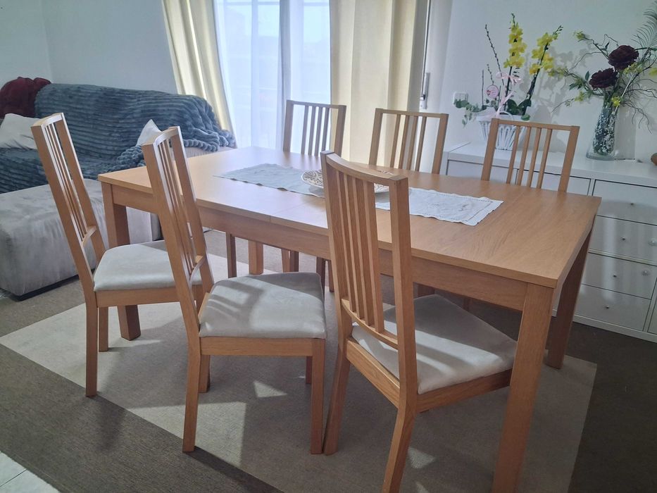 Conjunto de mesa e 6 cadeiras