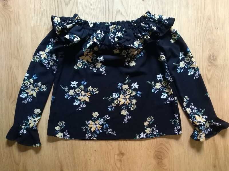 Bluzka koszula hiszpanka H&M falbana S 36 czarna